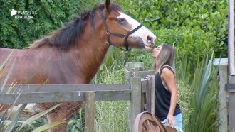 Carinhosa, Hari Almeida 'conversa' e beija cavalo Lyon