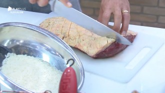 Diego ataca de chef e faz picanha ao forno com arroz e vinagrete