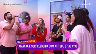 Campeã do BBB 23, Amanda recebe surpresa da banda Atitude 67
