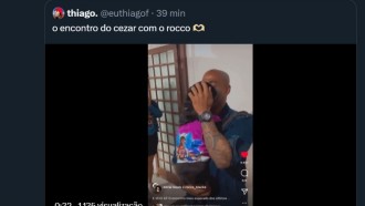 Cezar Black reencontra cachorro, e web pira: 'O Rocco de abadá!'