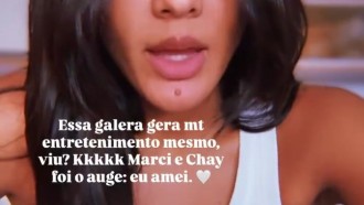 Maxiane comenta beijo entre Marciele e Chaiany: 'Foi o auge'