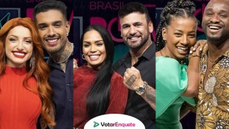 Enquete Power Couple 2022 8° DR Votação R7: Brenda e Matheus, Eliza e Hadballa ou Michele e Passa, quem deve ficar?
