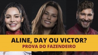Enquete Prova do Fazendeiro (12/10): Aline, Day ou Victor, quem ganha?