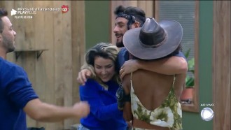 Hari e Thayse comemoram vitória de Diego na Prova do Fazendeiro