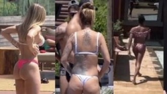 Sol aparece e leva peoas para a piscina em A Fazenda