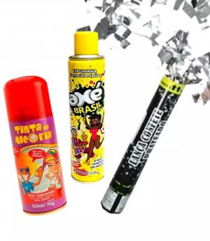 Kit Festa – Espuma, spray colorido e confete