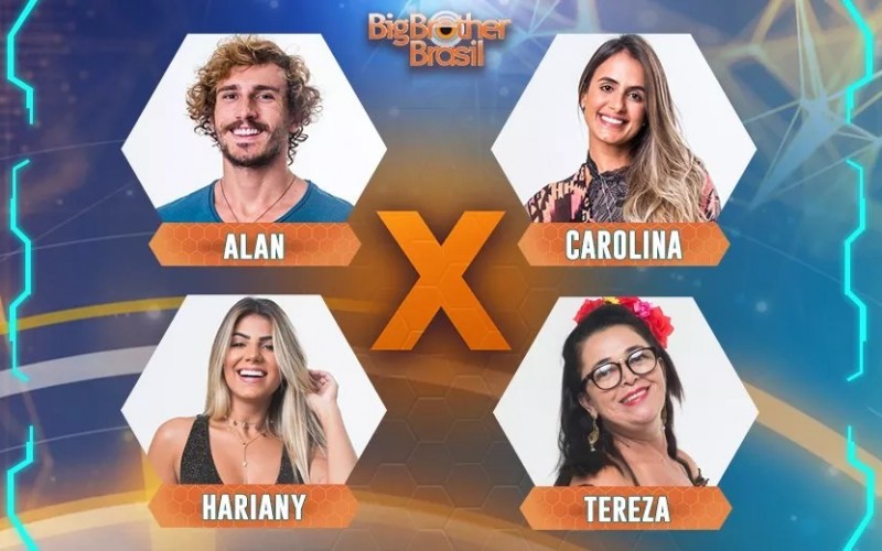 Alan, Carolina, Hariany e Tereza estão no oitavo Paredão do BBB19