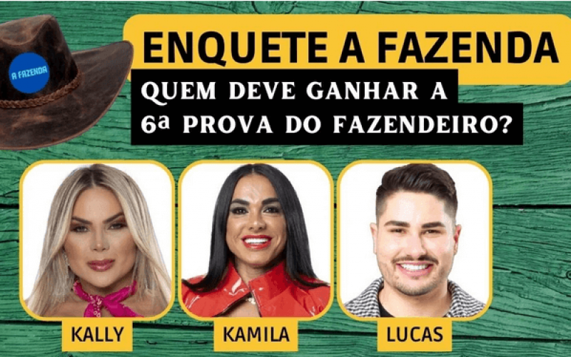 Enquete A Fazenda 2023: Kally, Kamila ou Lucas, quem deve se livrar da 5ª Roça? Vote em quem deve ganhar a 6ª Prova do Fazendeiro