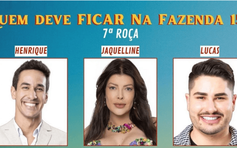 Enquete A Fazenda 2023 + Votação R7: quem sai, Henrique, Jaquelline ou Lucas? E quem fica na 7ª Roça?