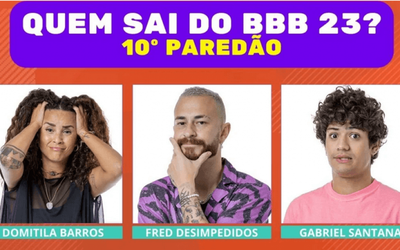 Enquete BBB 23 + Votação Gshow 10º Paredão: Domitila, Fred ou Gabriel, quem sai?