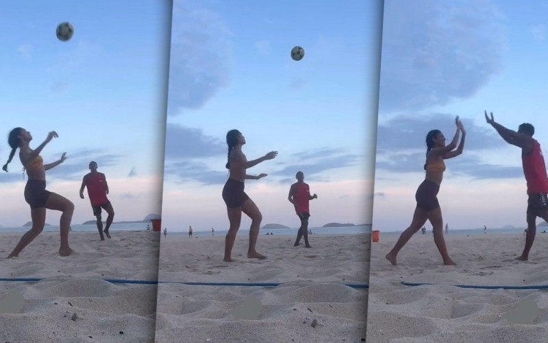 Após Carnaval, Alane Dias, do BBB 24, volta ao futevôlei na praia: 