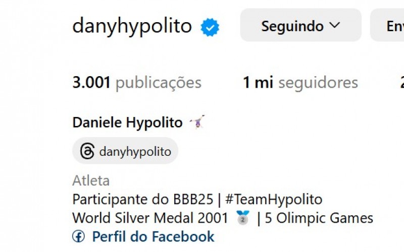 Daniele Hypolito, do BBB 25, atinge 1 milhão de seguidores