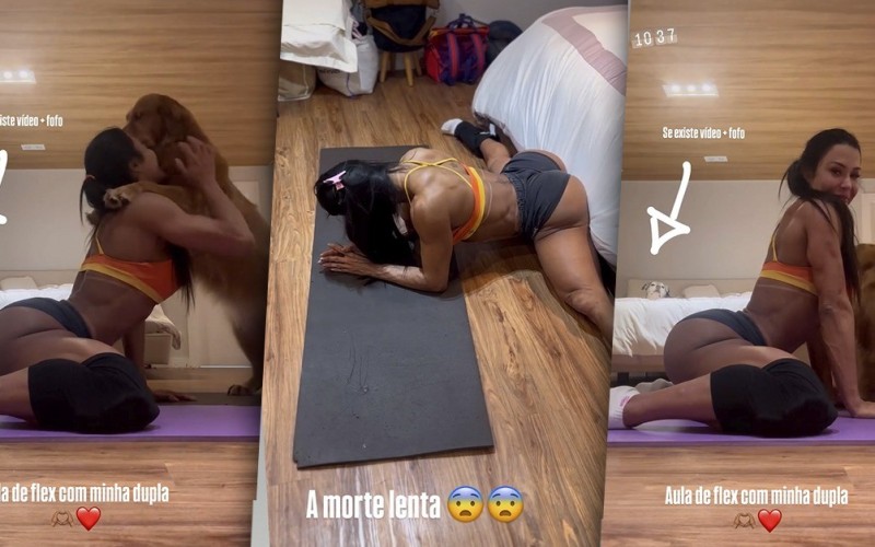 Gracyanne Barbosa mostra momento fofo com pet em treino e 