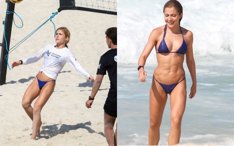 Jade Picon exibe barriga trincada em dia ensolarado na praia