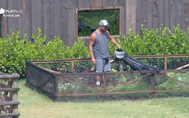 Rodrigo Phavanello acorda cedo para cuidar da horta da sede