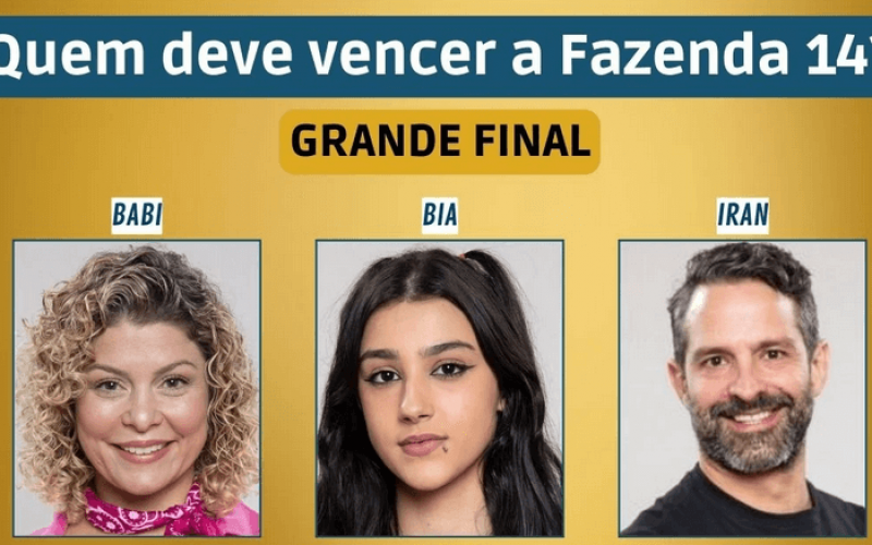 R7 Votação + Enquete A Fazenda 2022 Grande Final (14/12): Babi, Bia ou Iran, quem ganha o reality show?